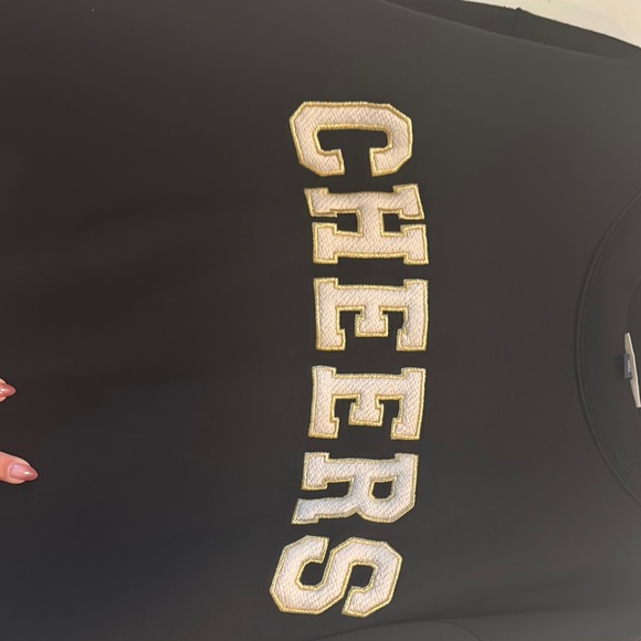 Universal Thread Women's Black Crew Neck Sweatshirt with Cheers Embroidery - Picture 6 of 6